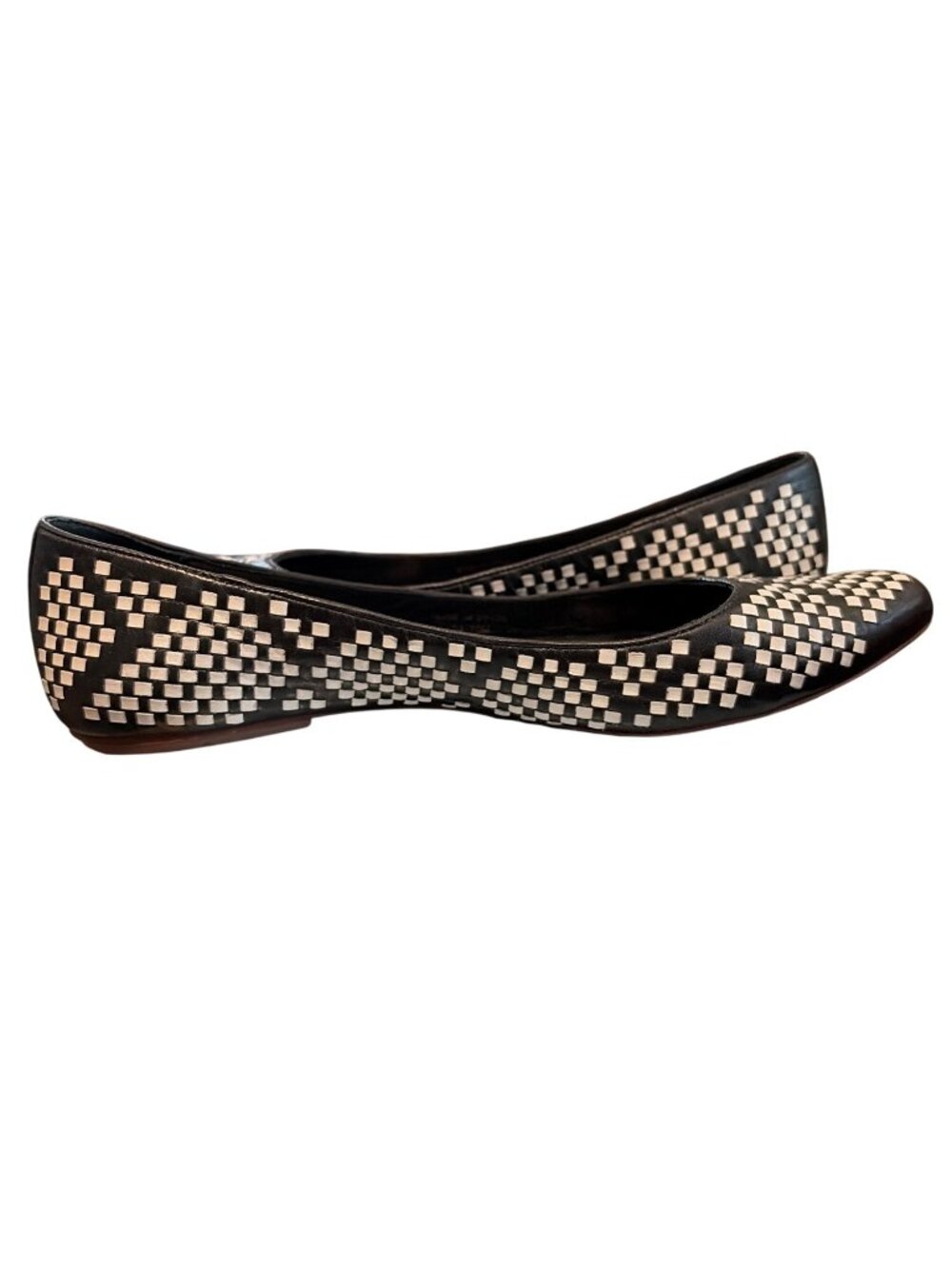 Rebecca Minkoff Idelle Woven Leather Flats Black White Pointed Toe Size 10 EUC - Picture 6 of 10